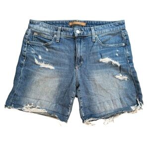 Joe’s Farren Bermuda high-rise denim shorts anthropologie 28 Raw Hem